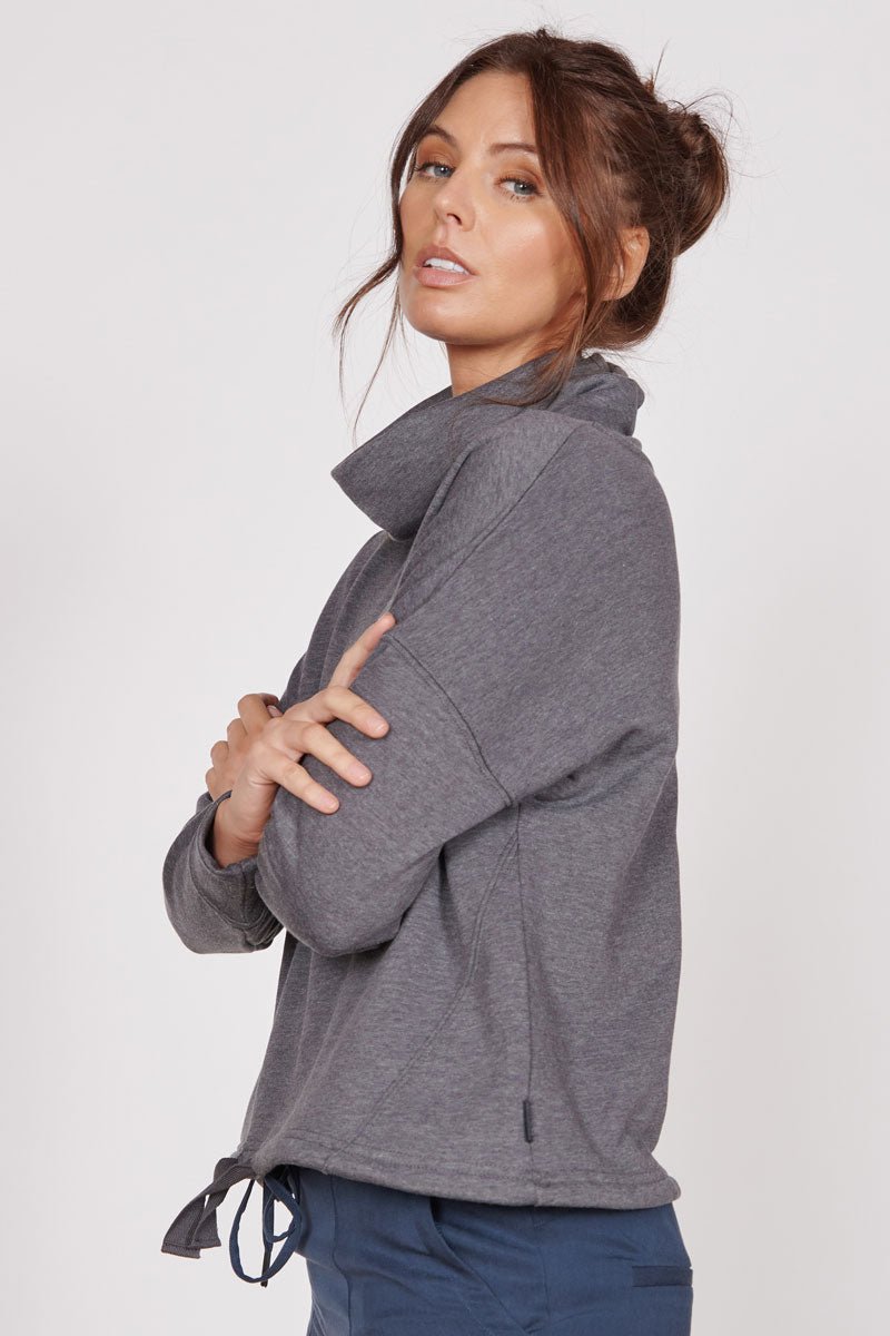 Evelyn Grey Marl Cowl Neck Pullover Top