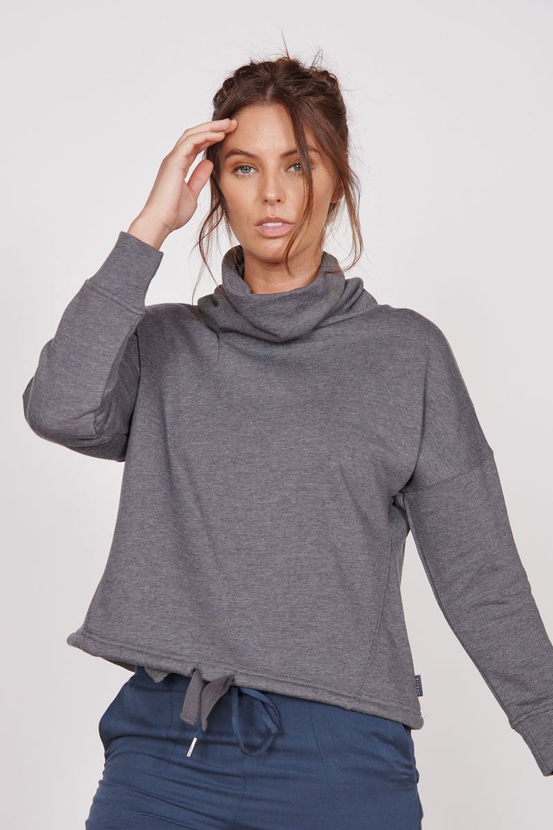 Evelyn Grey Marl Cowl Neck Pullover Top