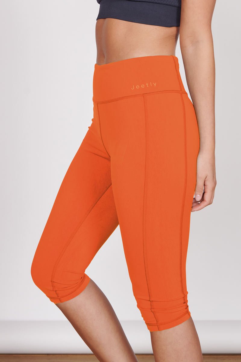 Taylor Orange 3/4 Sports Leggings