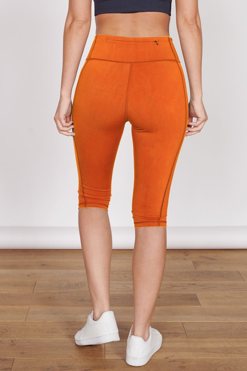 Taylor Orange 3/4 Sports Leggings