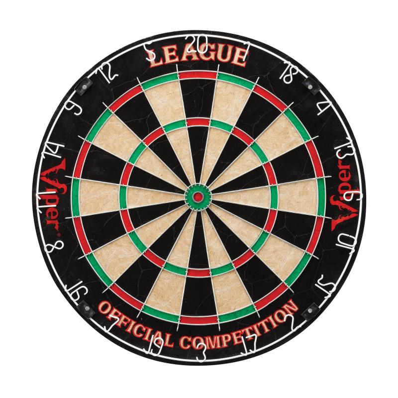 Viper League Sisal Dartboard, Metropolitan Espresso Cabinet, Shadow Buster Dartboard Lights & Padded Dart Mat