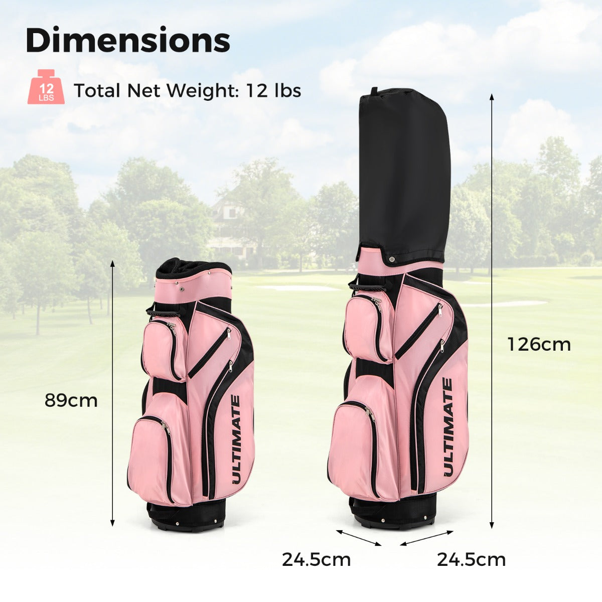 NNECW Ladies Complete Golf Club Set with Driver and Stand Bag-Pink