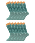Women’s Slouch Scrunch Socks 12 Pairs Cotton Knee-High Shoe Size 5-10