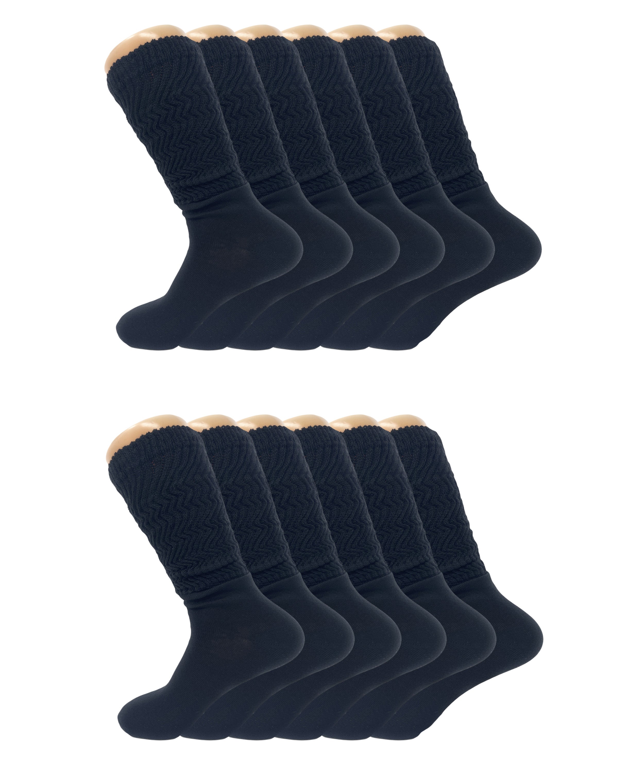 Women’s Slouch Scrunch Socks 12 Pairs Cotton Knee-High Shoe Size 5-10