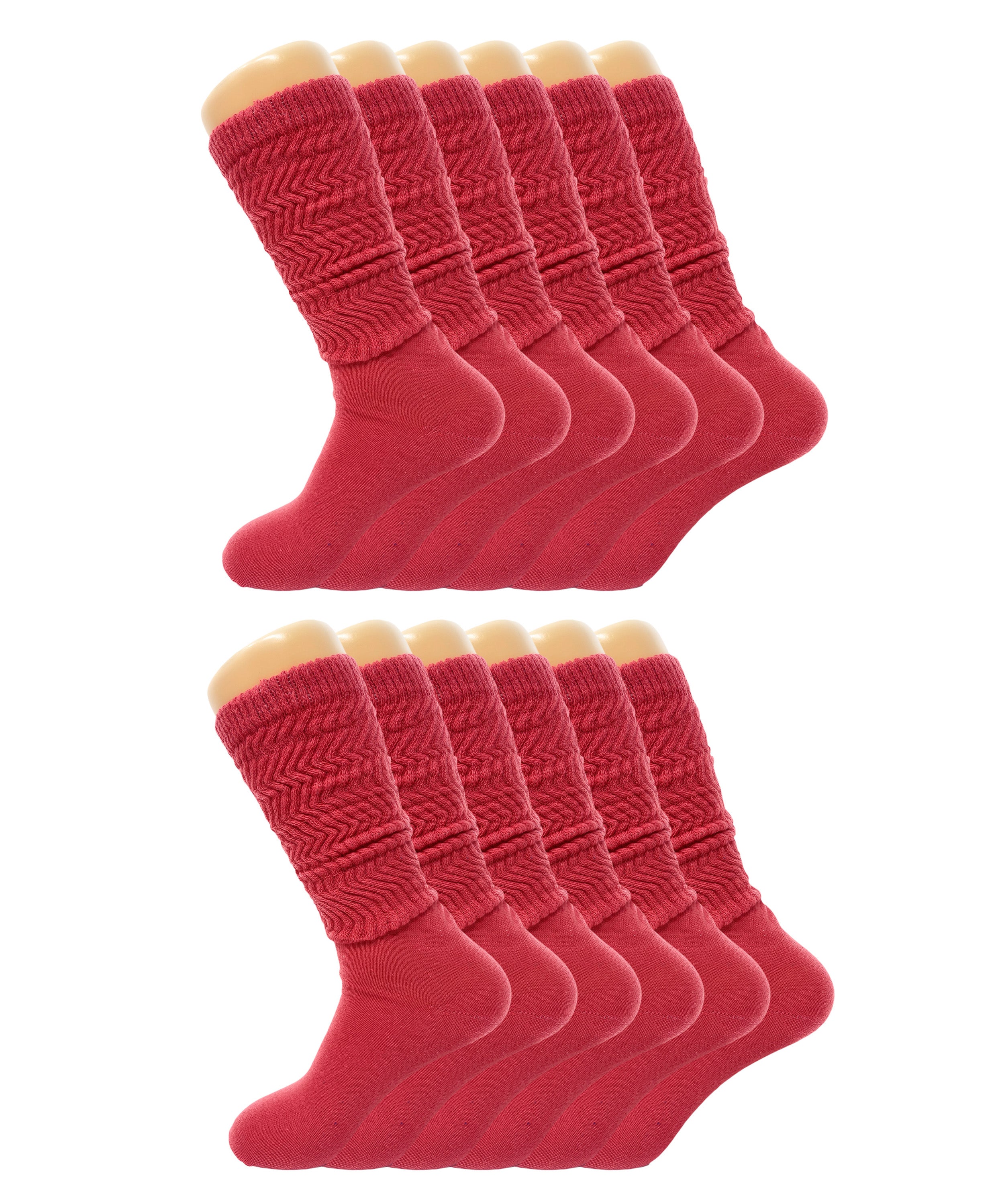 Women’s Slouch Scrunch Socks 12 Pairs Cotton Knee-High Shoe Size 5-10