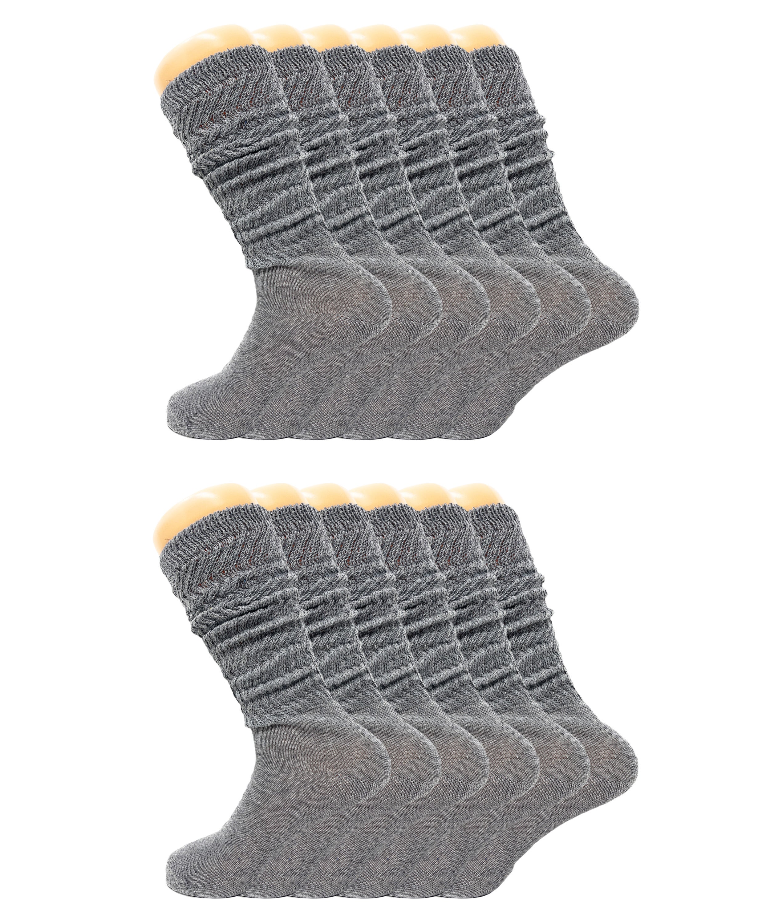 Women’s Slouch Scrunch Socks 12 Pairs Cotton Knee-High Shoe Size 5-10