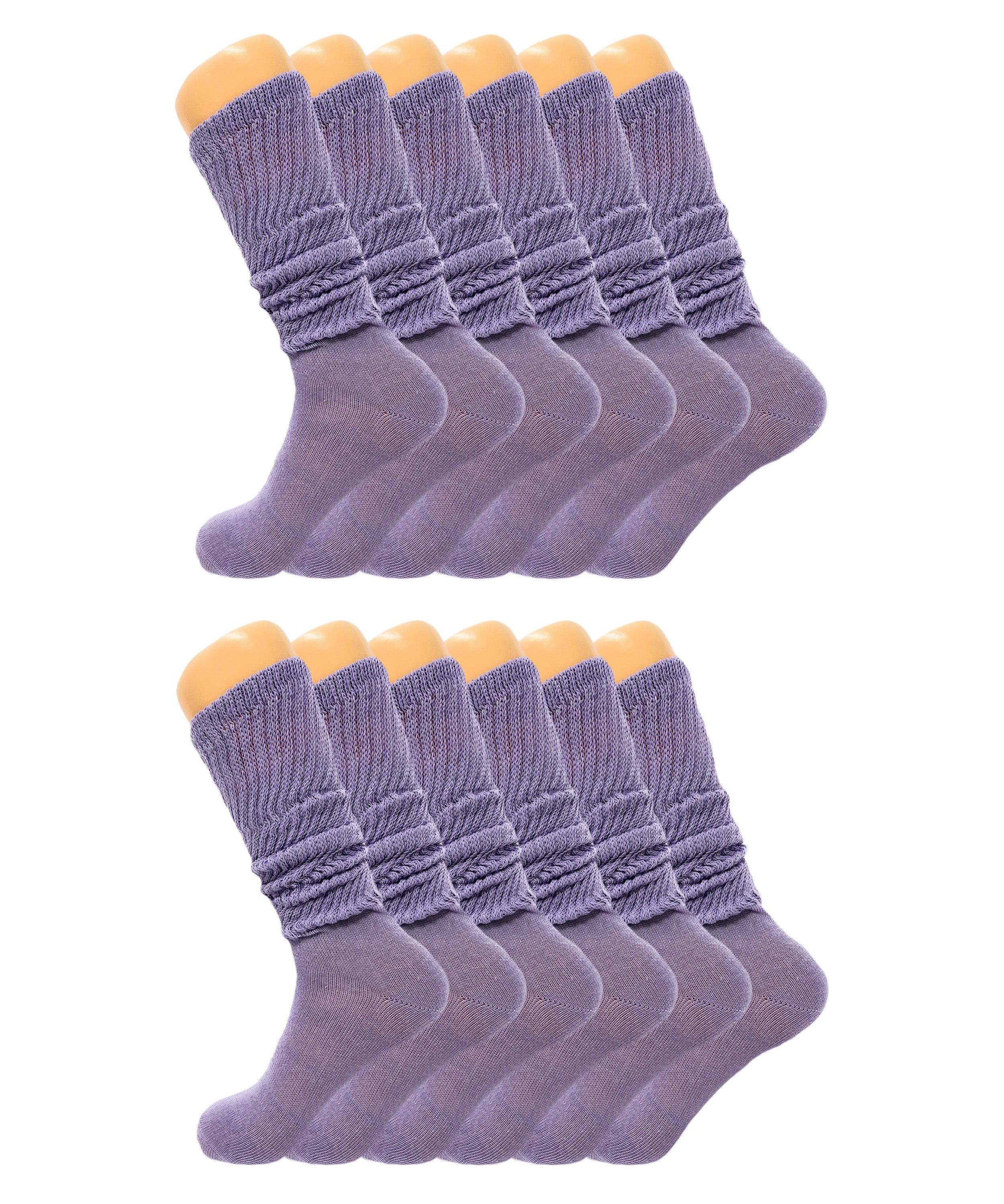 Women’s Slouch Scrunch Socks 12 Pairs Cotton Knee-High Shoe Size 5-10