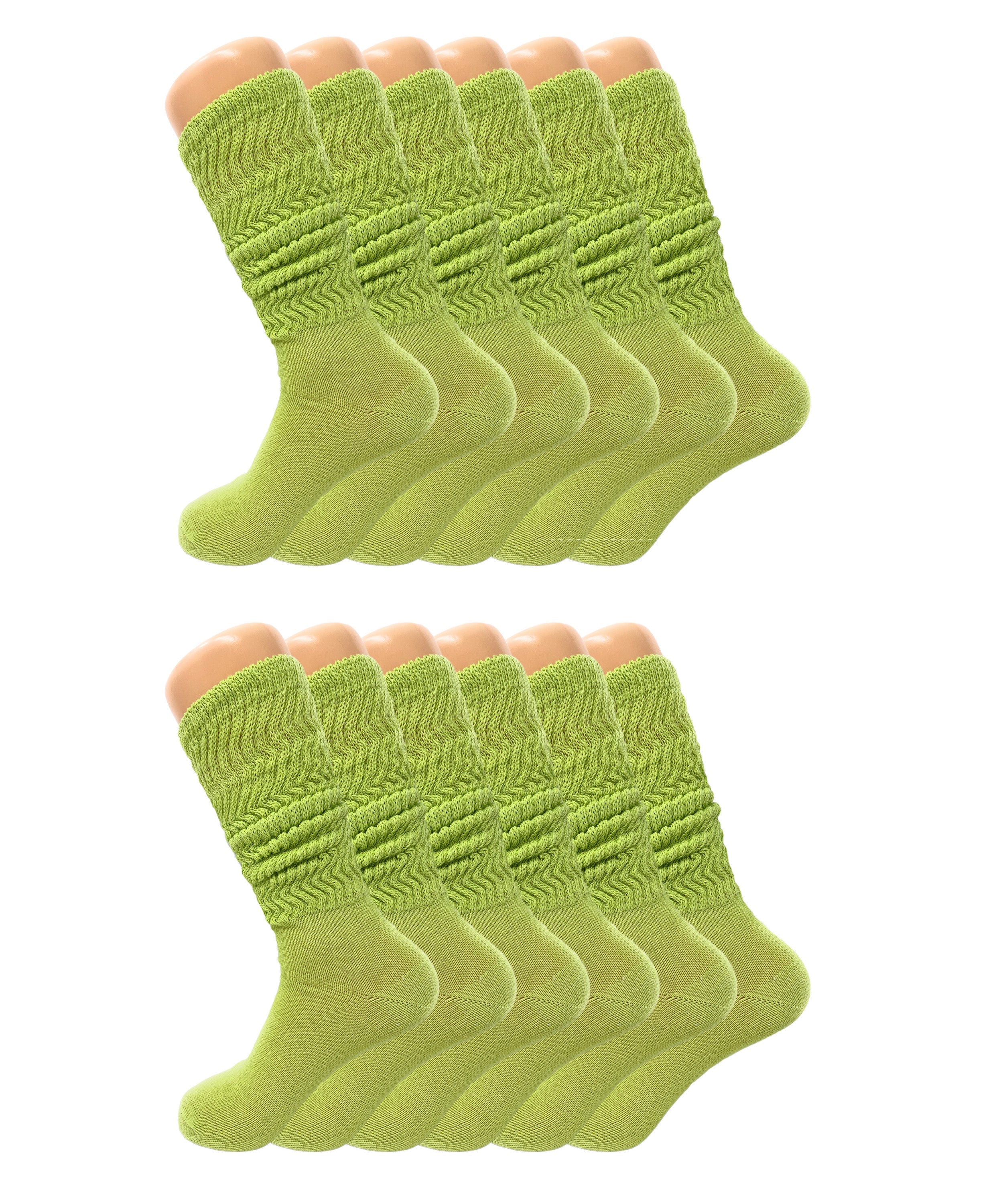 Women’s Slouch Scrunch Socks 12 Pairs Cotton Knee-High Shoe Size 5-10