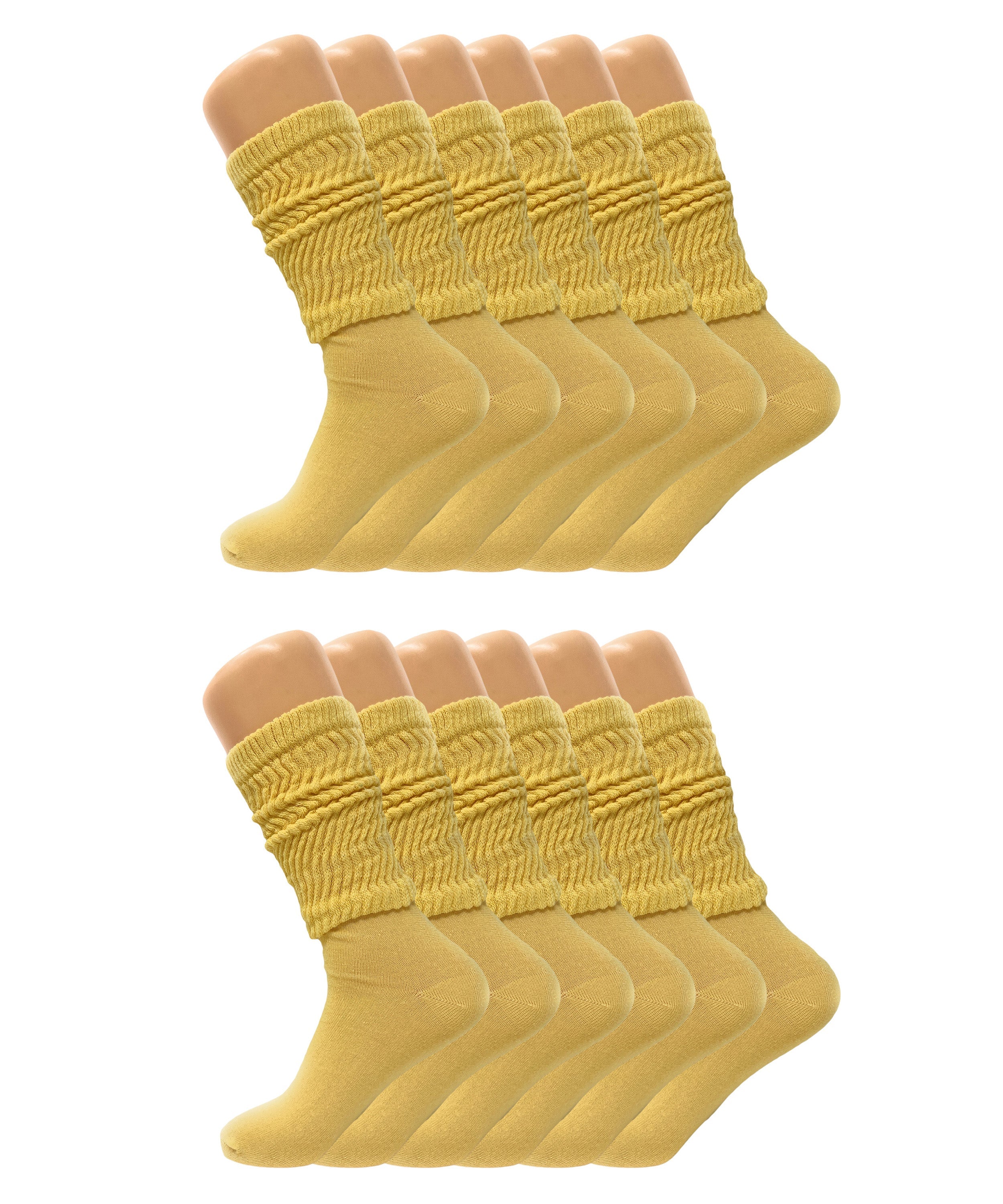 Women’s Slouch Scrunch Socks 12 Pairs Cotton Knee-High Shoe Size 5-10