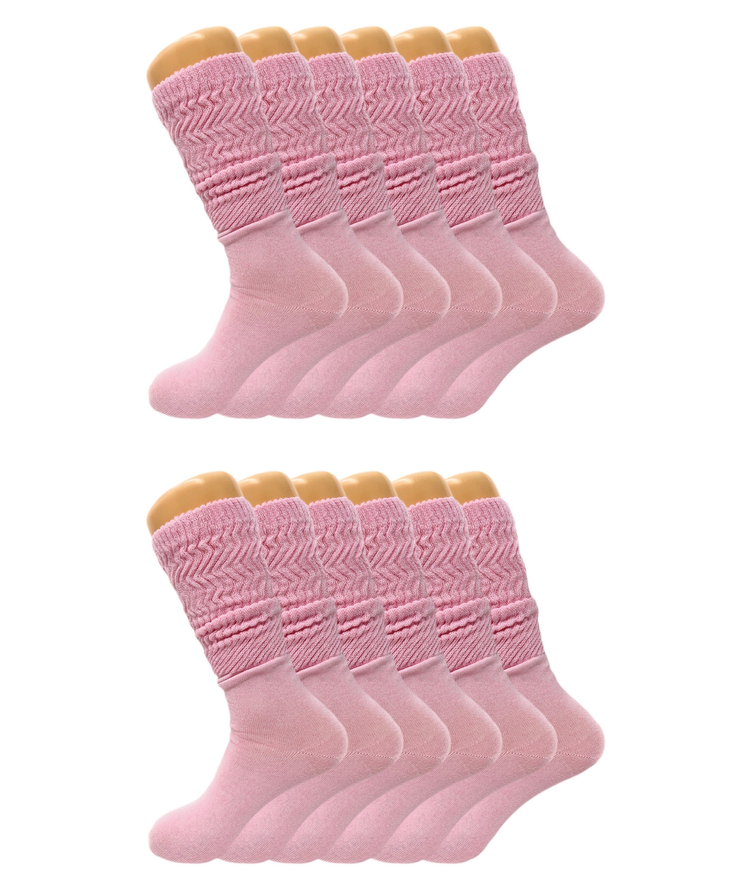 Women’s Slouch Scrunch Socks 12 Pairs Cotton Knee-High Shoe Size 5-10