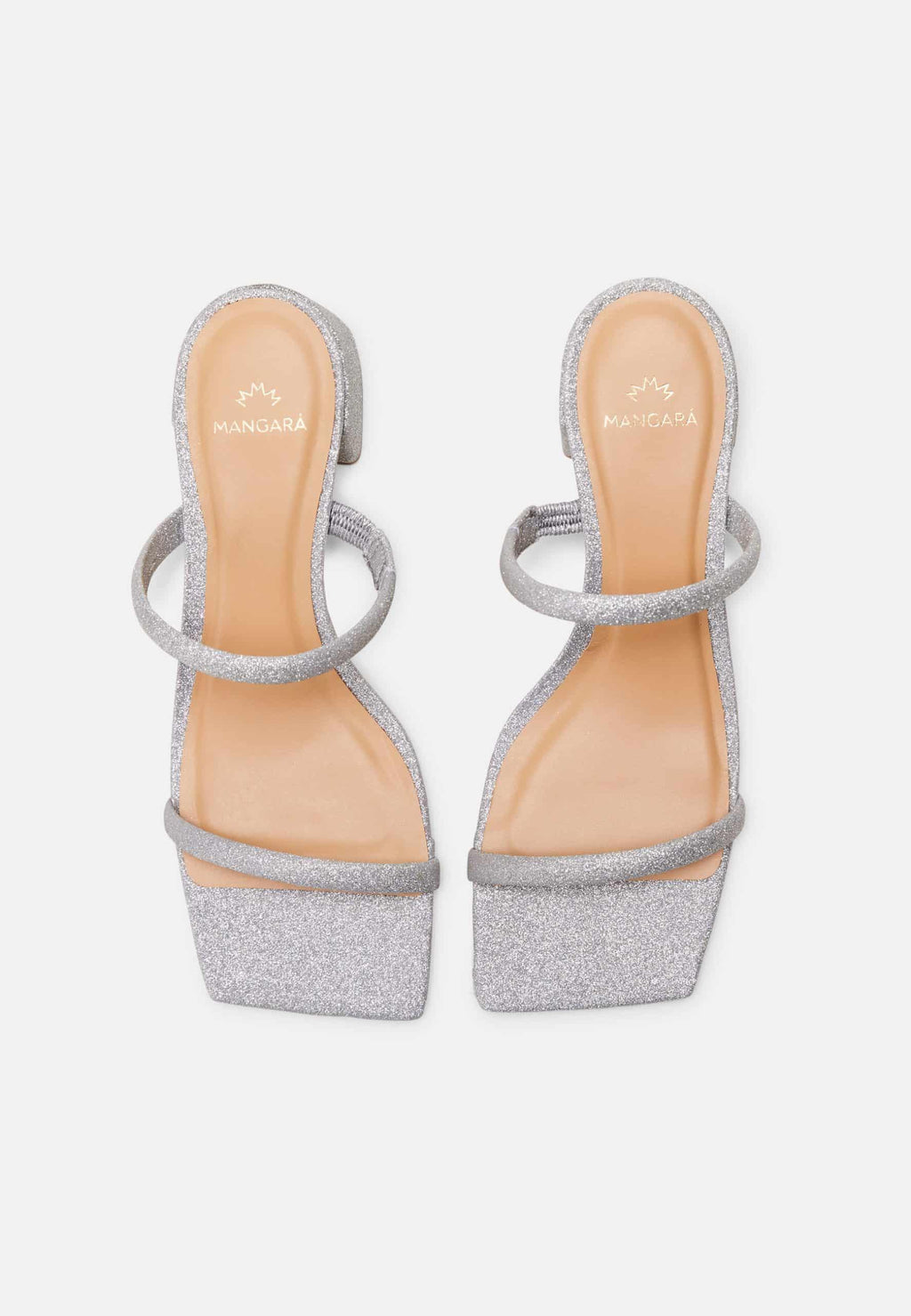 Silver Glitter Mules Maiate – Women’s 4 cm Low Block Heel Slip-On Sandals