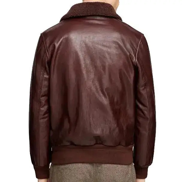 Mens Brown Leather Bomber Jacket
