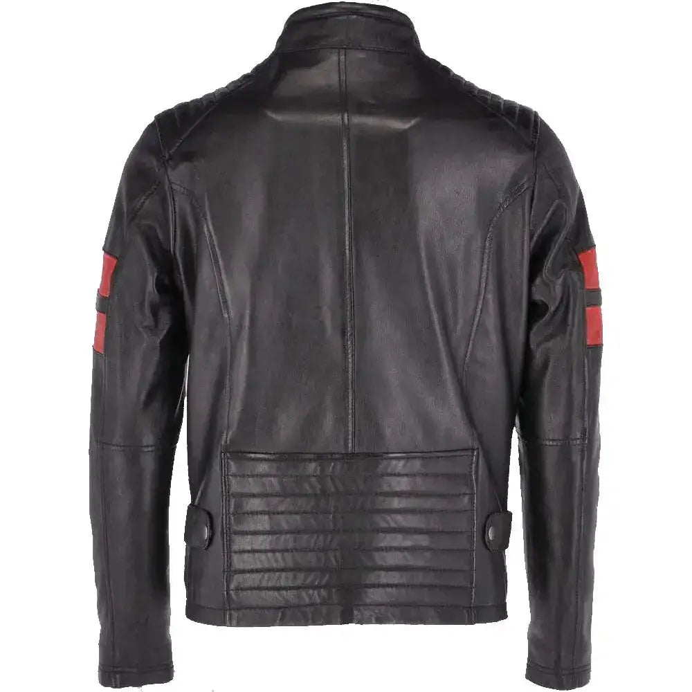 Mens Black Leather Biker Jacket