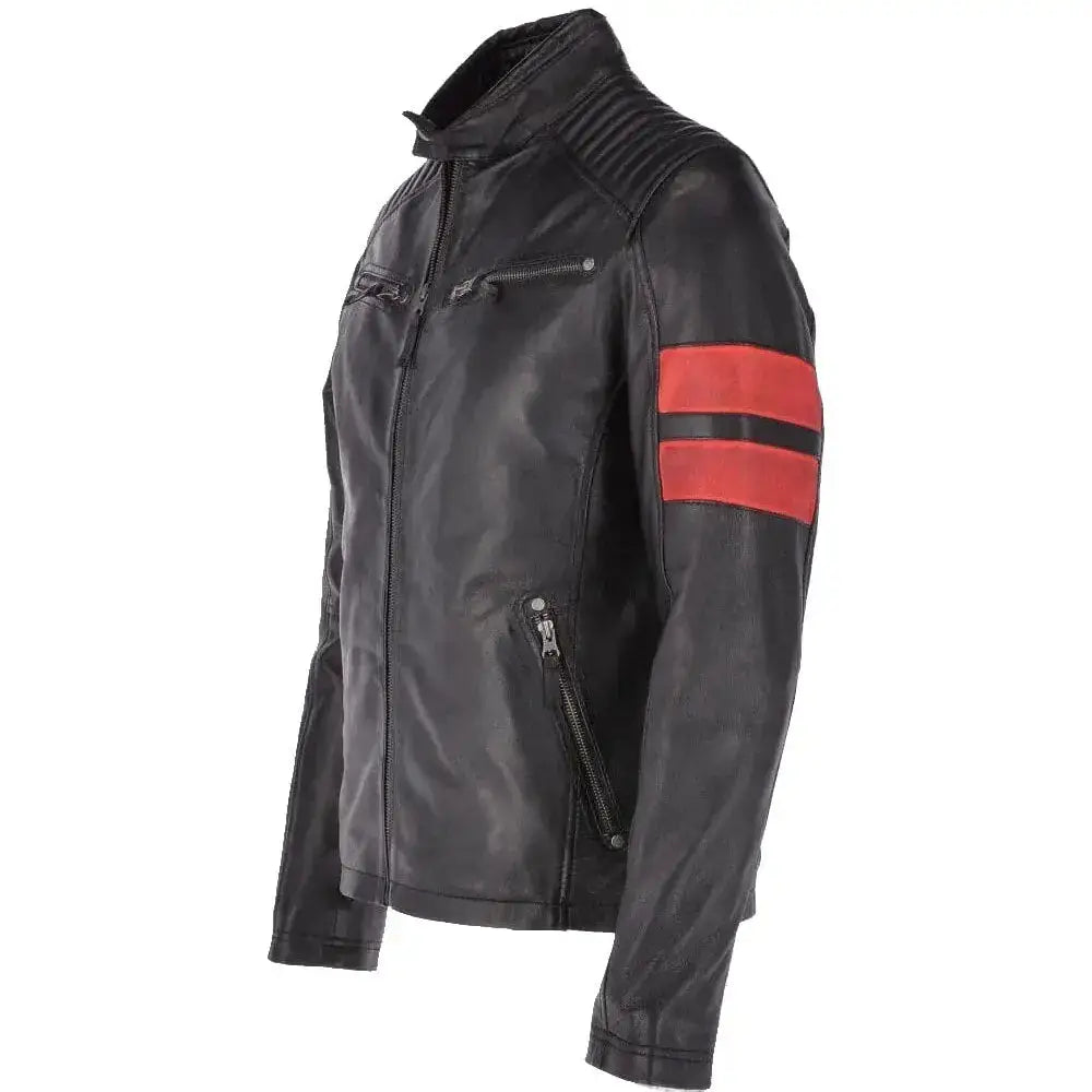 Mens Black Leather Biker Jacket