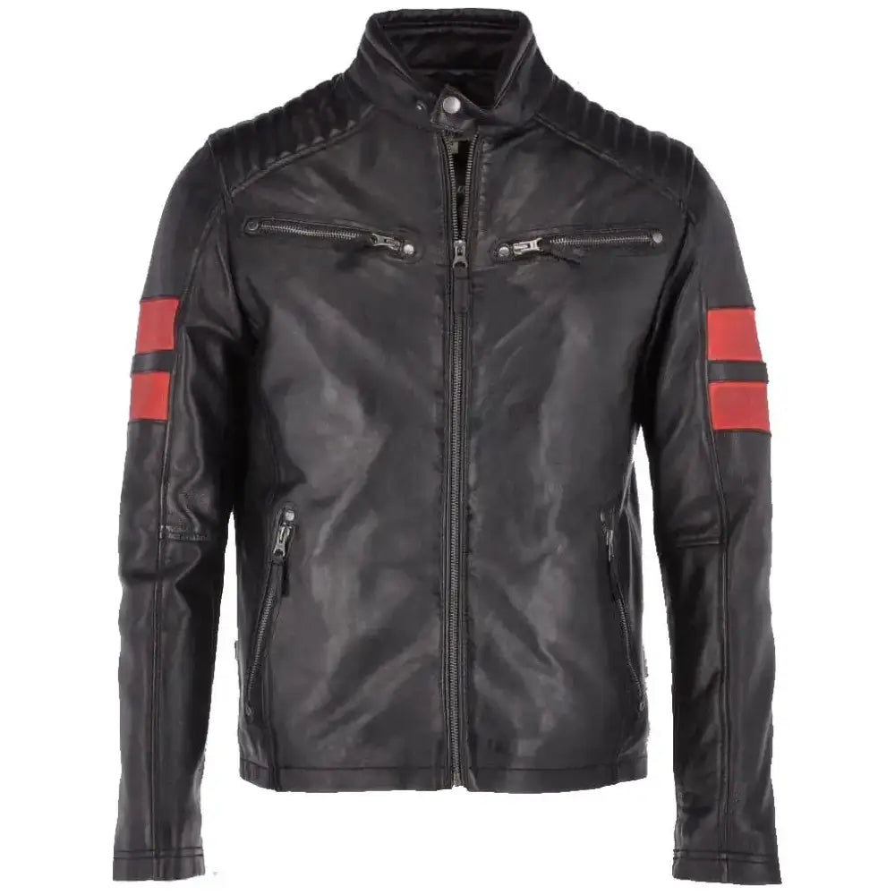 Mens Black Leather Biker Jacket