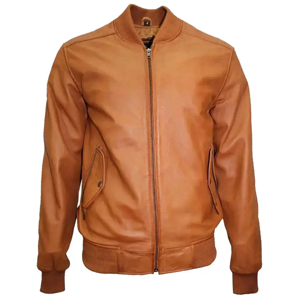 Mens Lambskin Leather Bomber Jacket