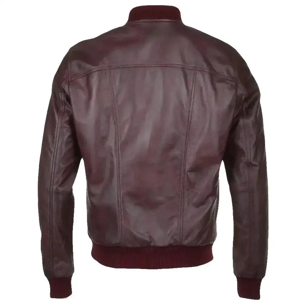 Mens Oxblood Leather Bomber Jacket