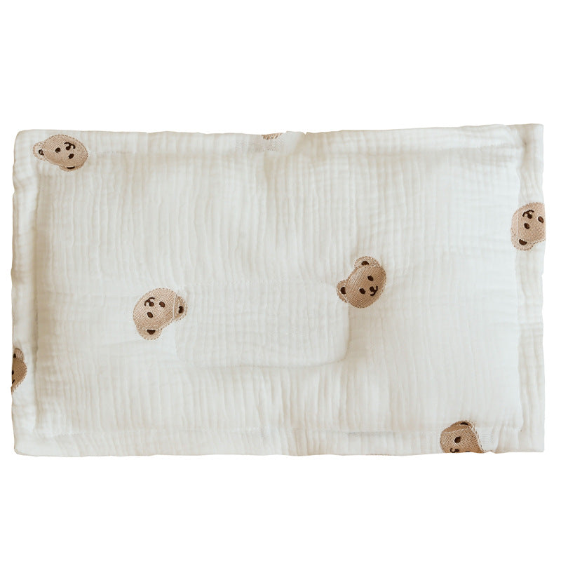 Children Molded Pillow, Breathable And Soft Gauze Cotton With Embroidery All-Season Universal Baby Pillow