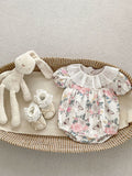 Summer Baby Girls Flowers And Butterfly Pattern Short Sleeves Onesies/Dress