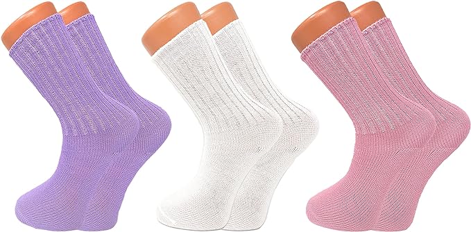 3 Pairs Women’s Loose-Fitting Crew Socks – Soft & Cozy Sleep Socks – Warm & Breathable
