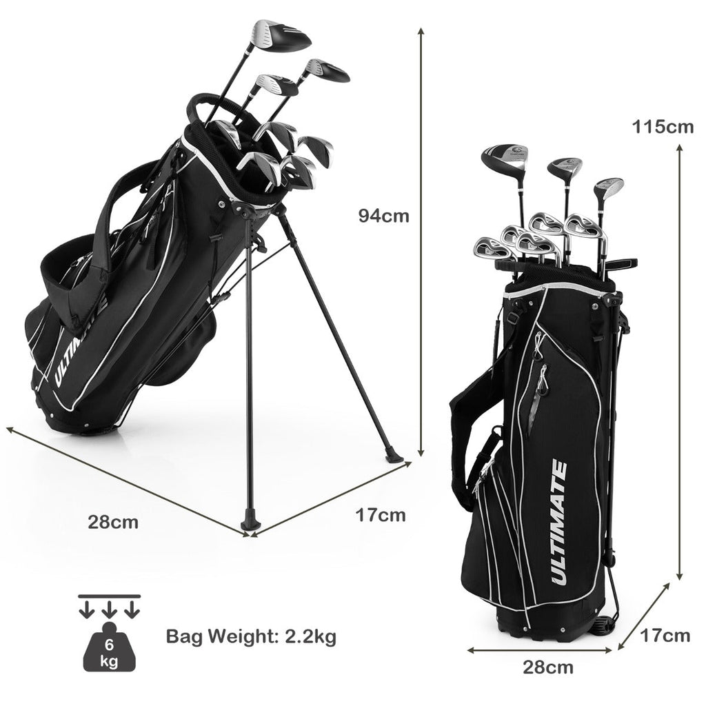 NNECW Complete Golf Club Package Set with oversize aluminum driver for Outdoor Use-Black