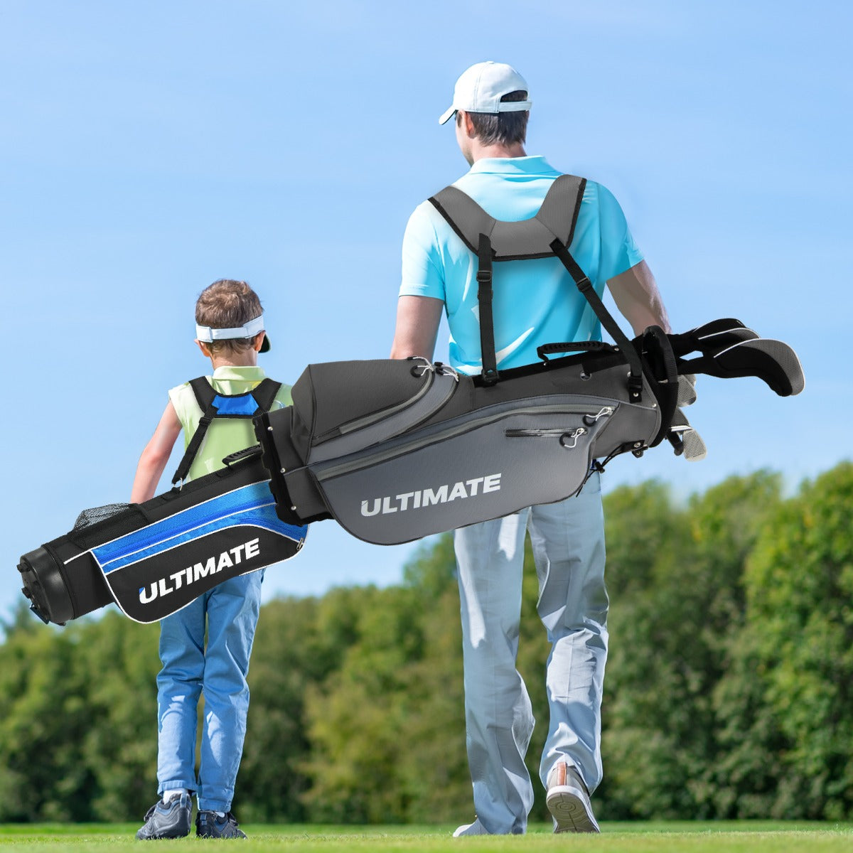 NNECW Complete Golf Club Package Set with oversize aluminum driver for Outdoor Use-Grey