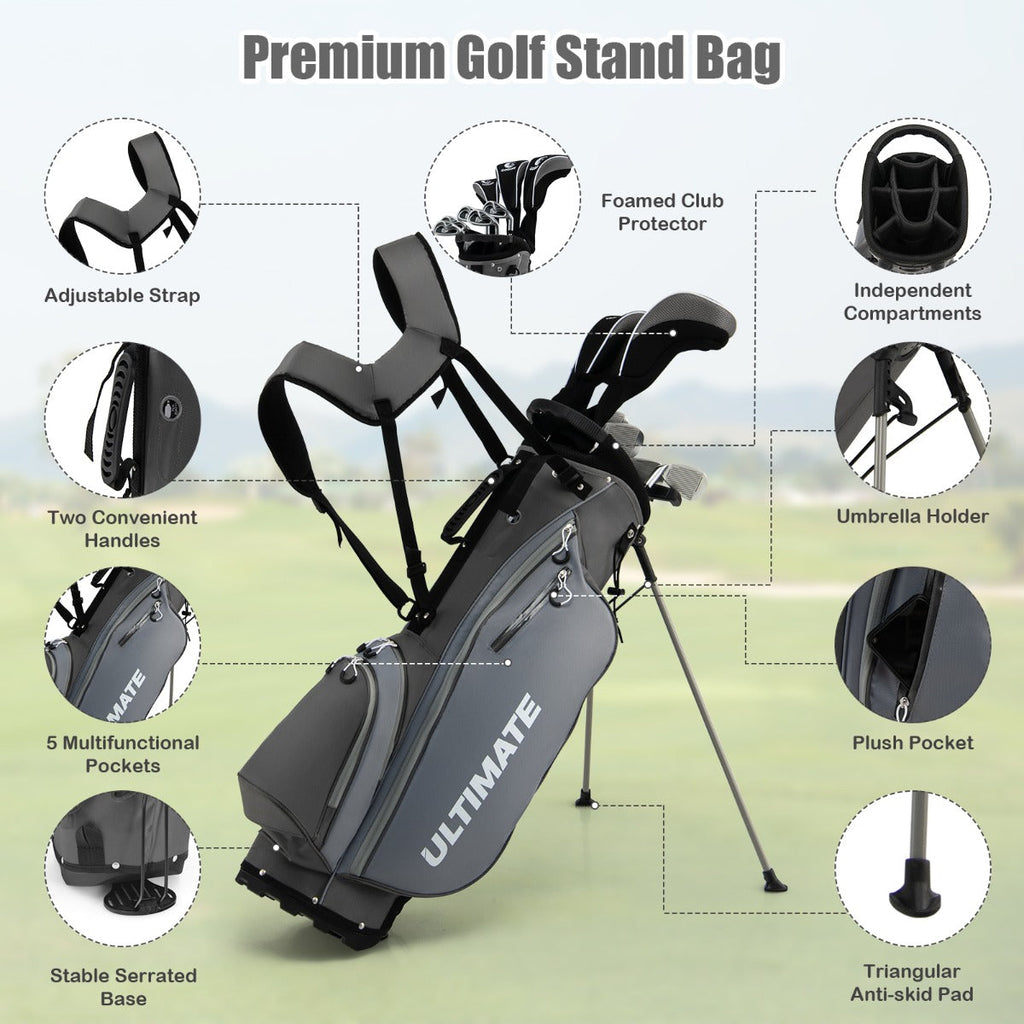 NNECW Complete Golf Club Package Set with oversize aluminum driver for Outdoor Use-Grey