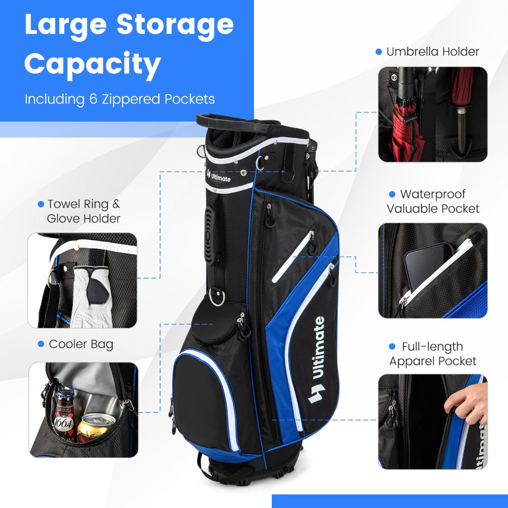 NNECW Golf Stand Bag with 14 Way Top Dividers & 6 Pockets & Cooler Bag