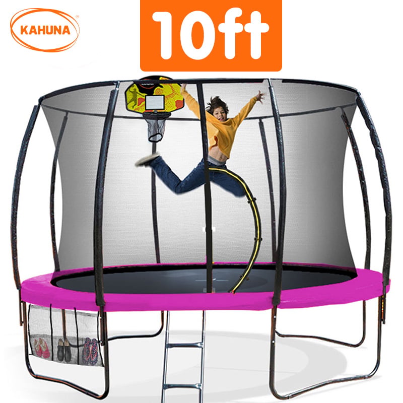 NNEDPE Trampoline 10ft with  Basket ball set - Pink
