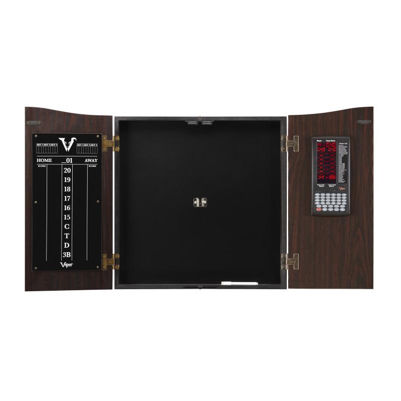 Viper Vault Deluxe Dartboard Cabinet with Built-In Pro Score, AIM 360 Dartboard, Laser Throw Line, and Shadow Buster Light